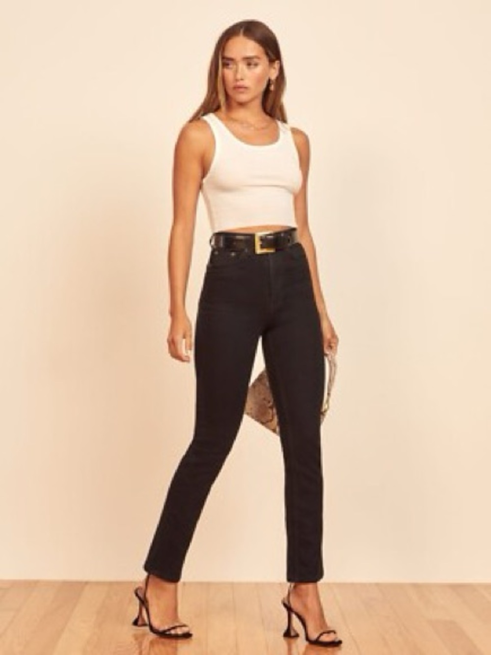 Reformation Jeans Liza Ultra High Rise Straight Leg Black Wash Inseam 29 size 27